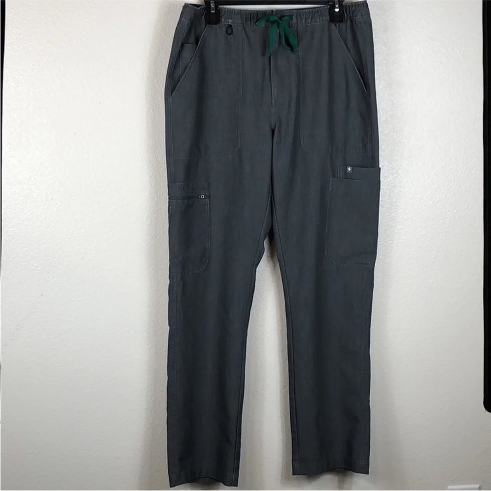 Figs Scrub Pants Gray Technical Collection Cargo Green Drawstring Men’s Size M